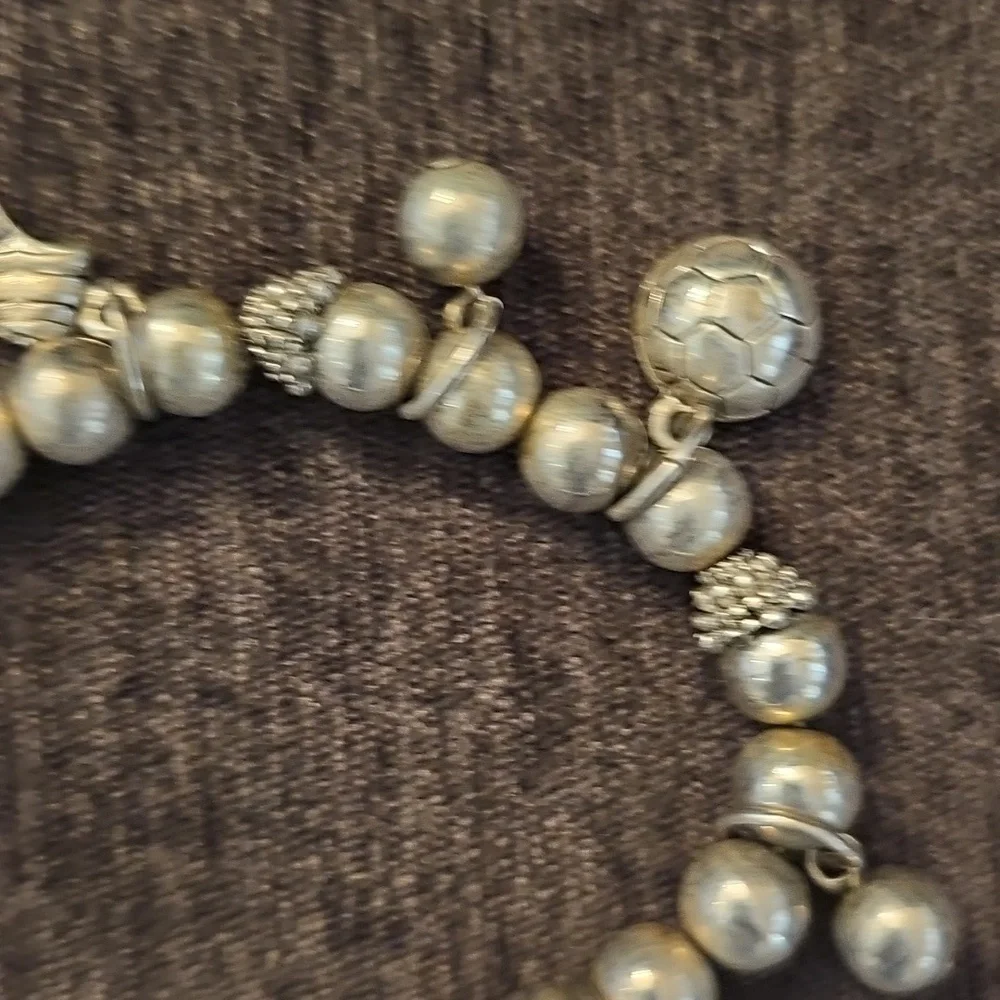 Stretchy Silver Tone Soccer Charm Bracelet